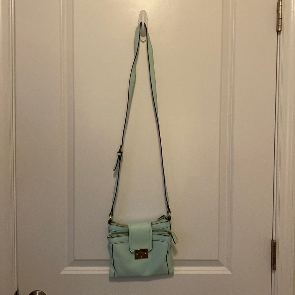 Target Merona Aqua Turquoise Crossbody Bag Purse, Wallet Style Opening